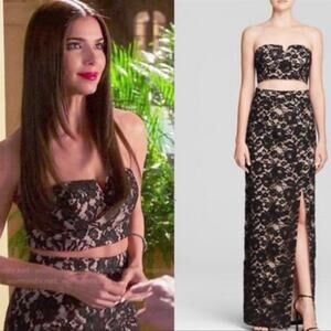 Aqua by Bloomingdale’s Two-piece Strapless Lace Gown Size 4 in Black